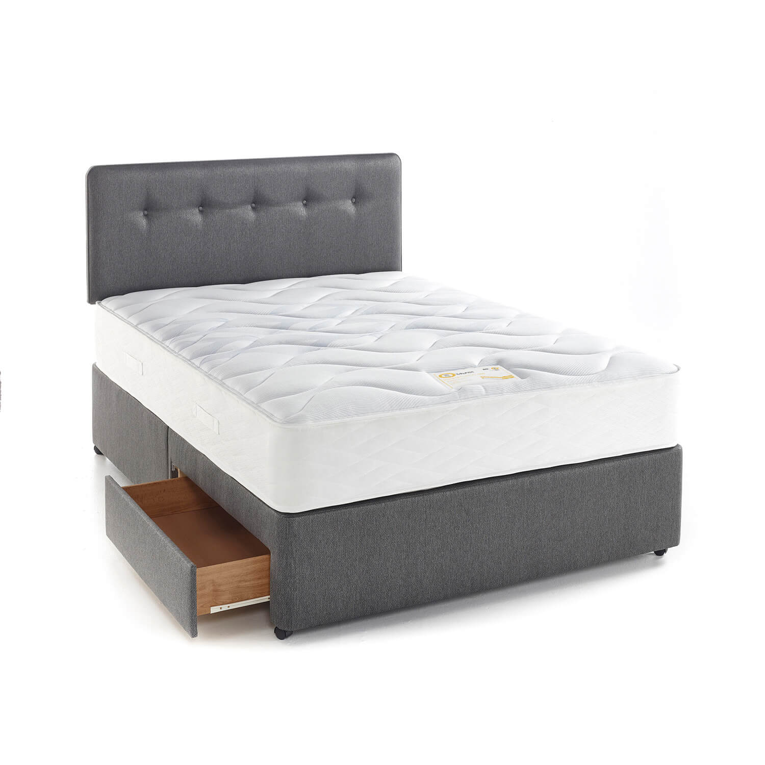 Myers Extra Comfort 1000 Mattress & Base Divan Set - choice of bases and fabric colours (Base Height: Standard Height Divan, Fabric Colour: Mist,