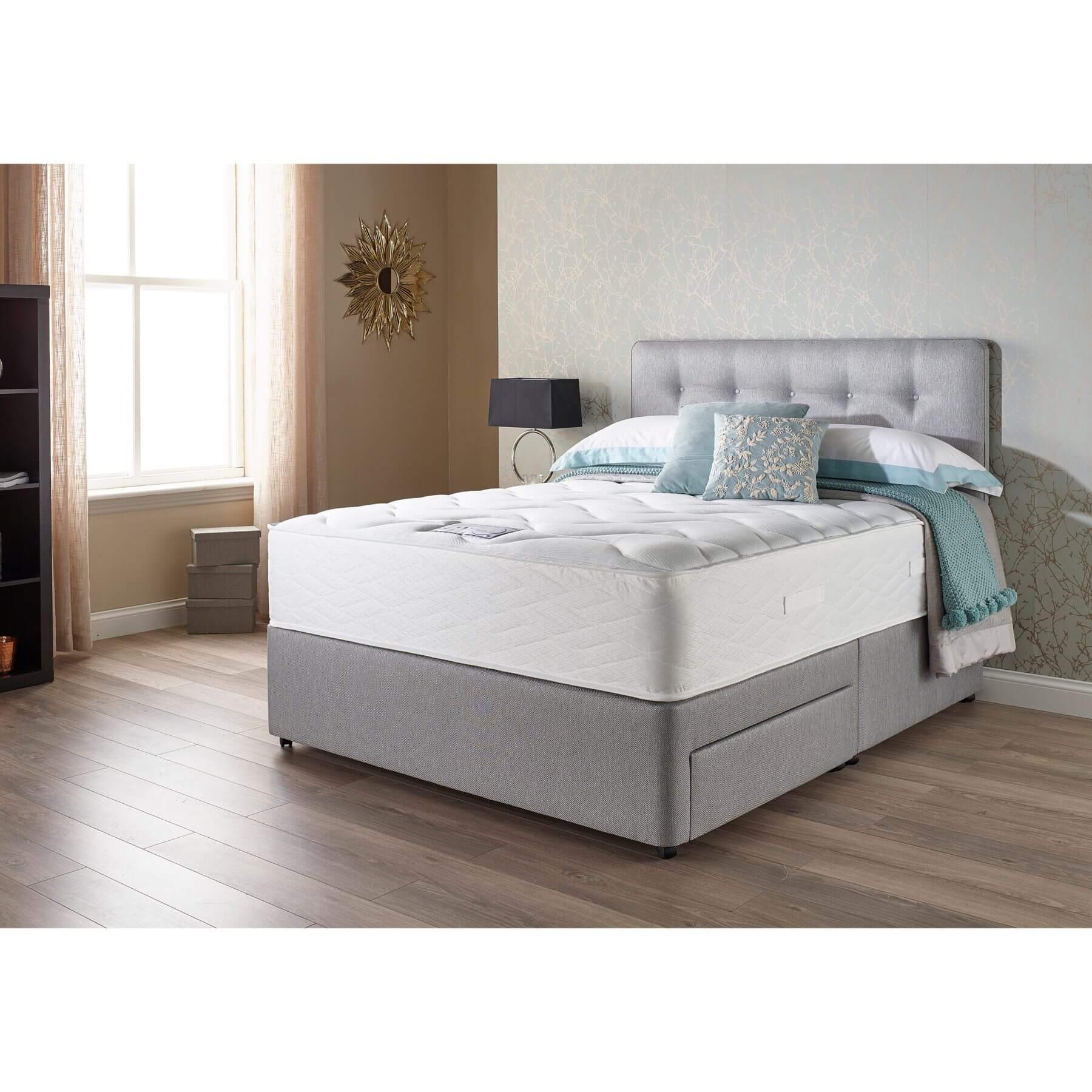 Myers Extra Memory Comfort 1400 Mattress & Base Divan Set - choice of bases and fabric colours (Base Height: Standard Height Divan, Fabric Colour: