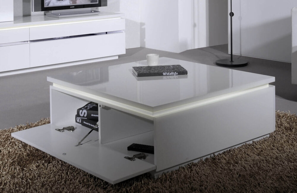 Logan White Gloss Coffee Table with Storage 5