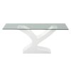 Alice Clear Glass & White Gloss Dining table 1