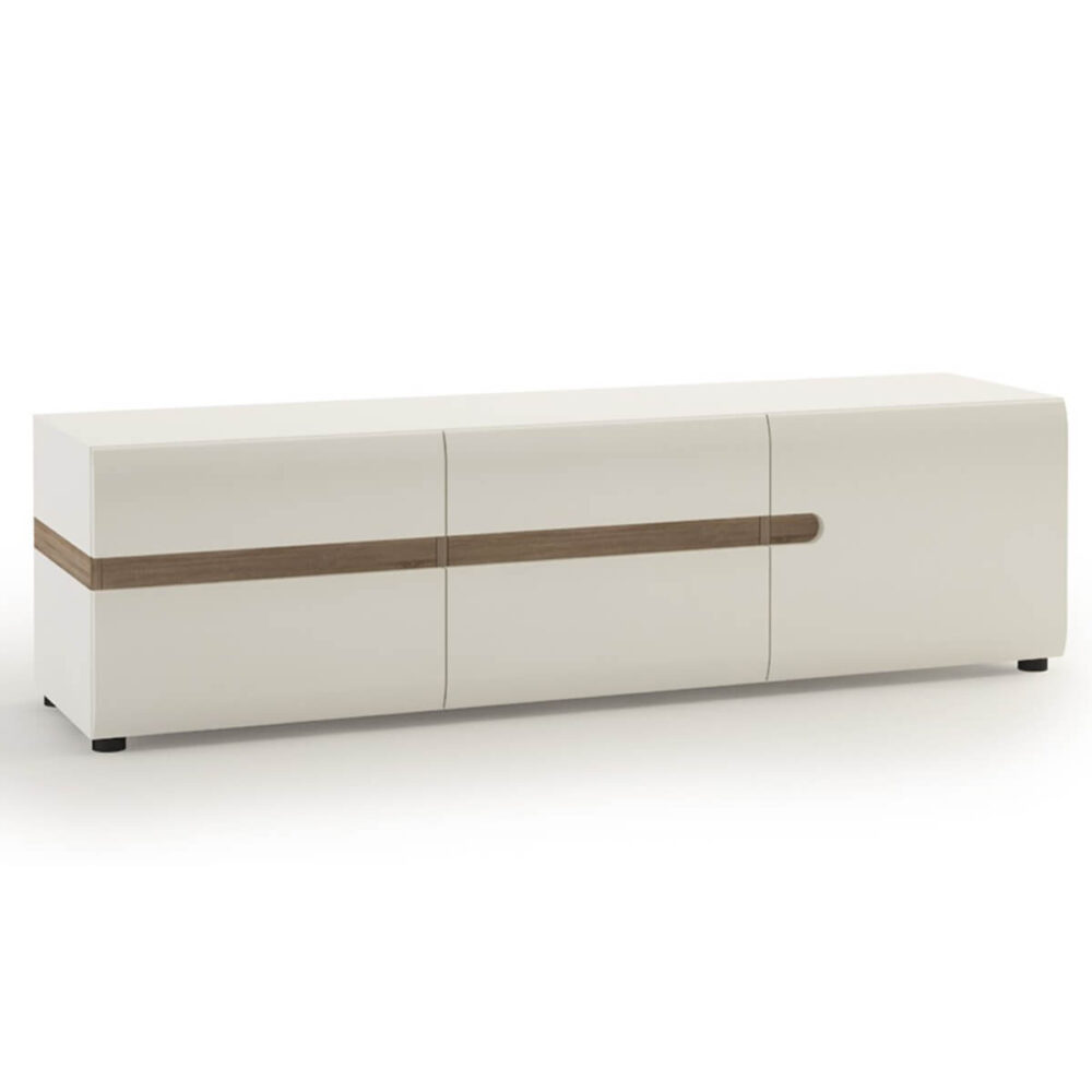 Milano White Gloss TV Unit Subtle Blue LED Underlighting FADS