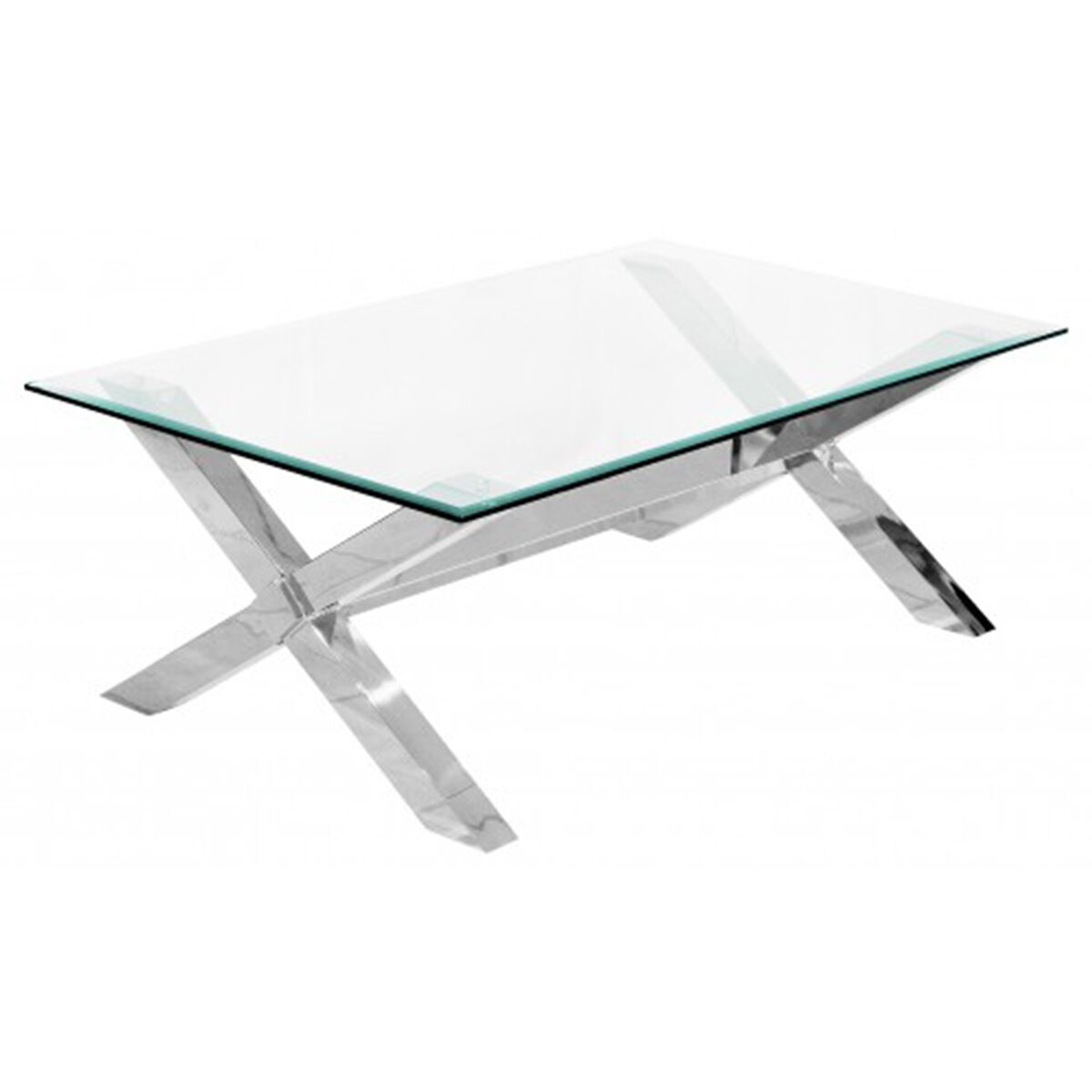 Criss Cross Clear Tempered Bevelled Modern Glass Coffee Table Fads