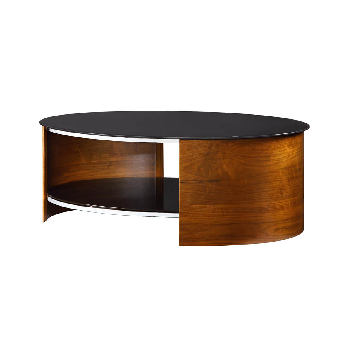 Jual Curve Walnut & Black Glass Coffee Table | Coffee Tables from FADS