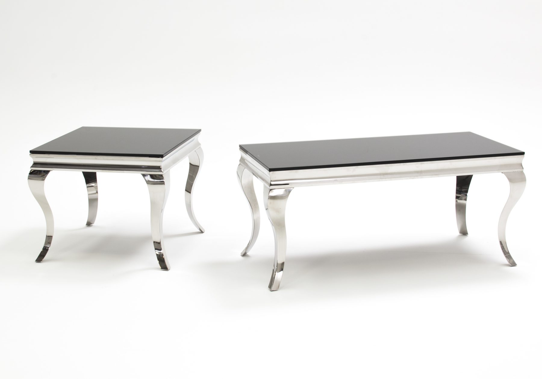 Louis Rectangular Stainless Steel & Black Glass Coffee Table FADS