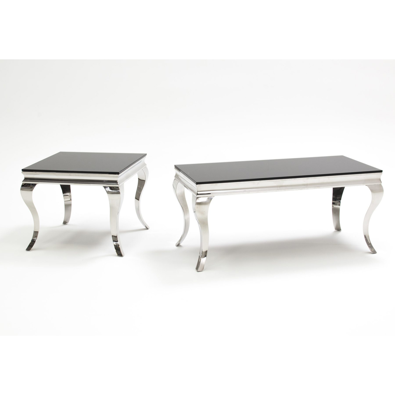 Louis Rectangular Black Glass & Stainless Steel Coffee Table FADS