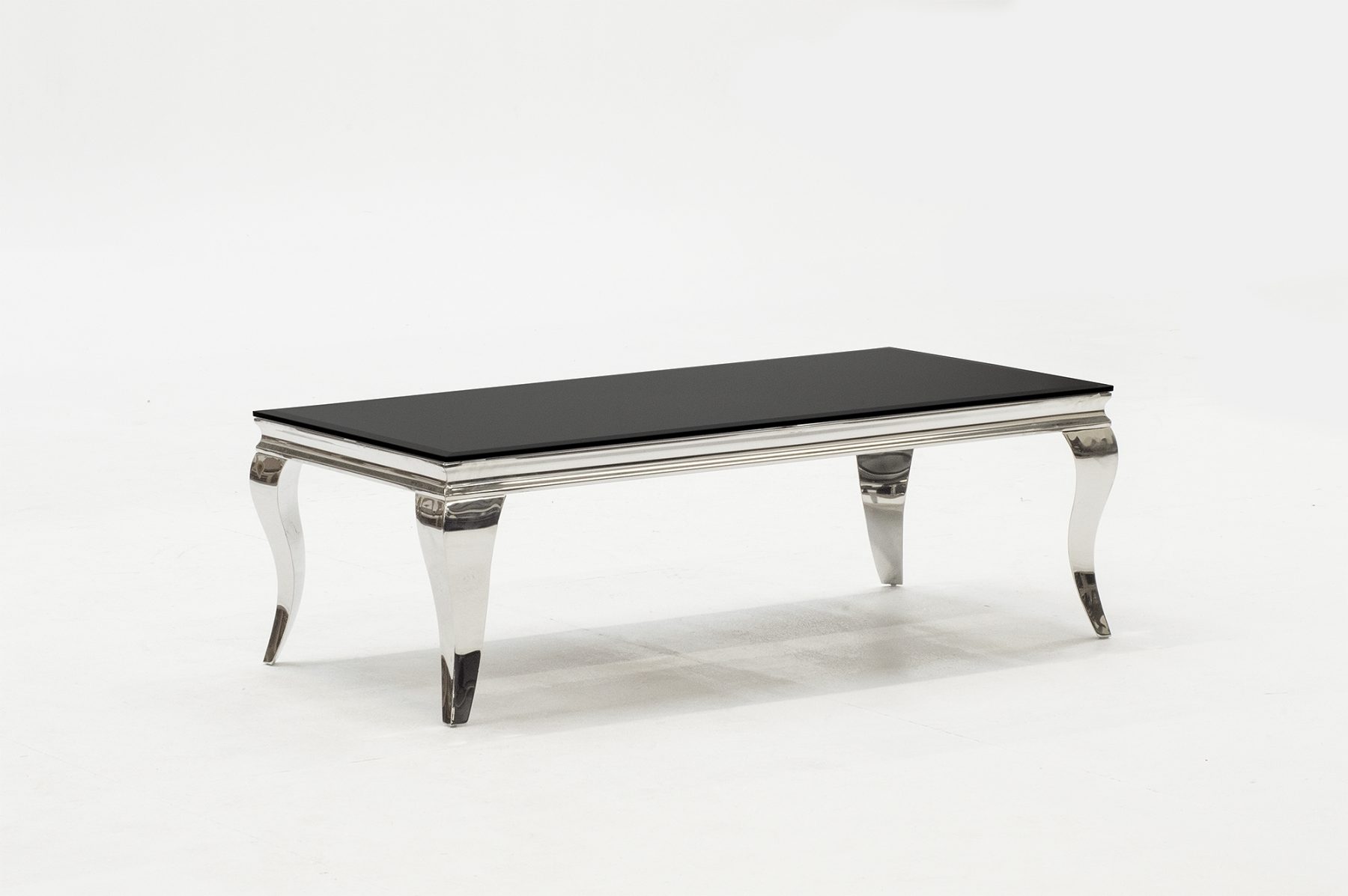 Louis Rectangular Stainless Steel & Black Glass Coffee Table FADS