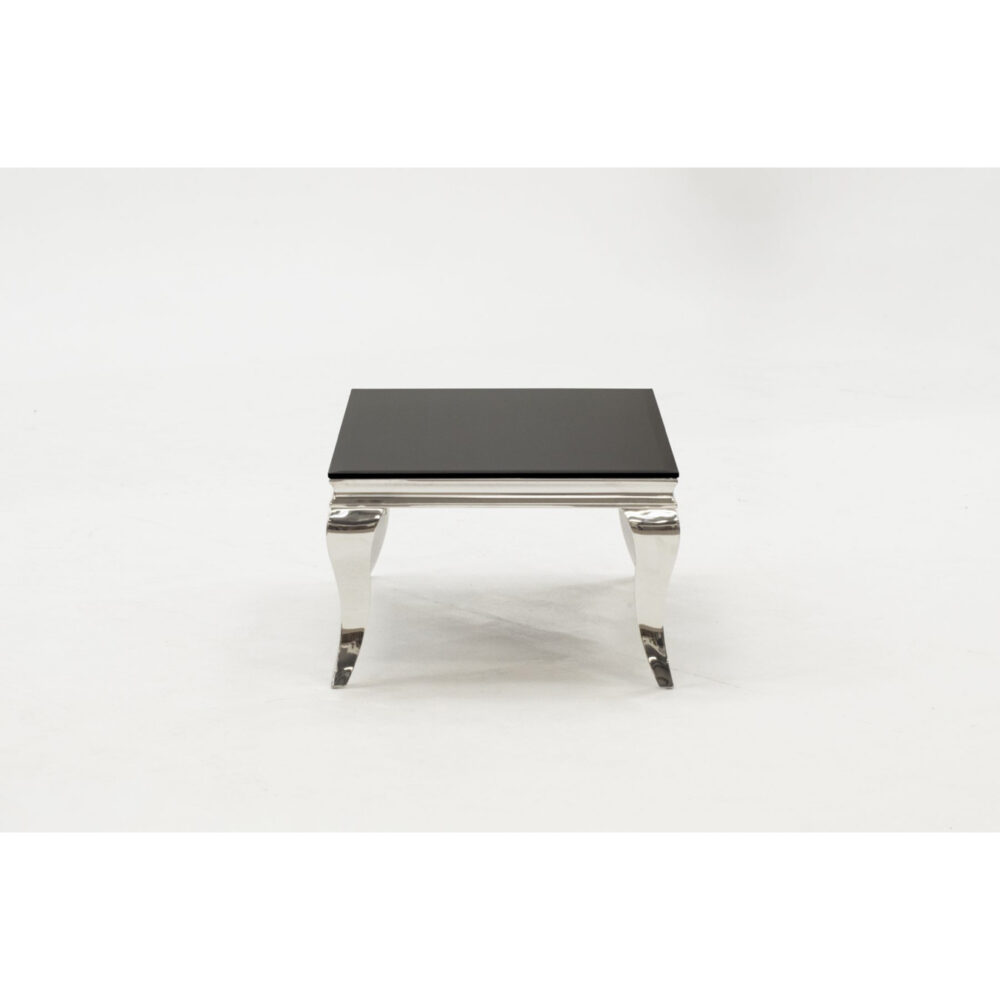 Louis Rectangular Coffee Table Black Glass & Stainless Steel Large