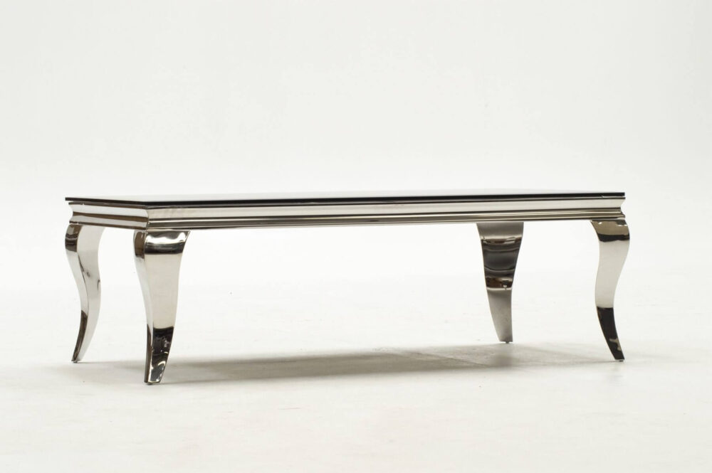 Louis Stainless Steel & Black Glass Coffee Table 5