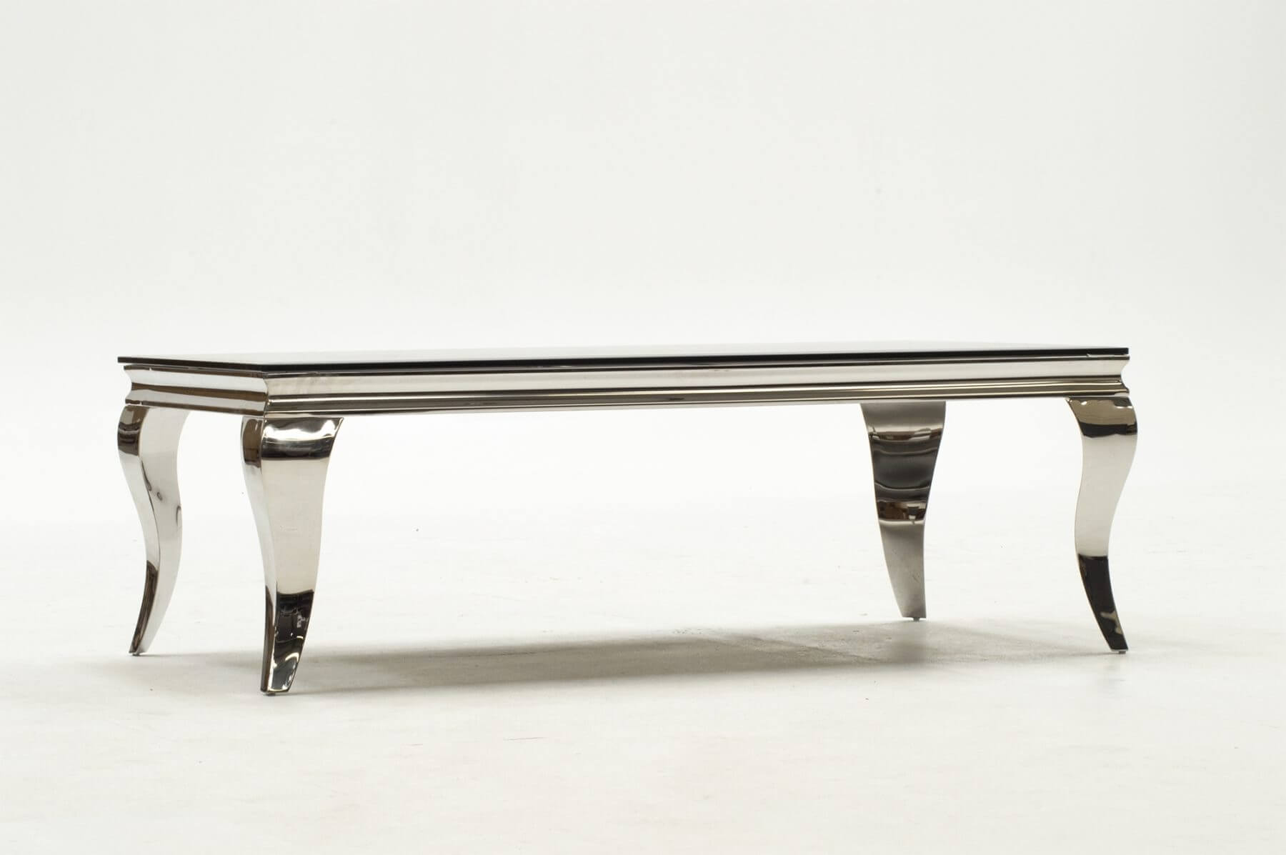 Louis Rectangular Stainless Steel & Black Glass Coffee Table FADS