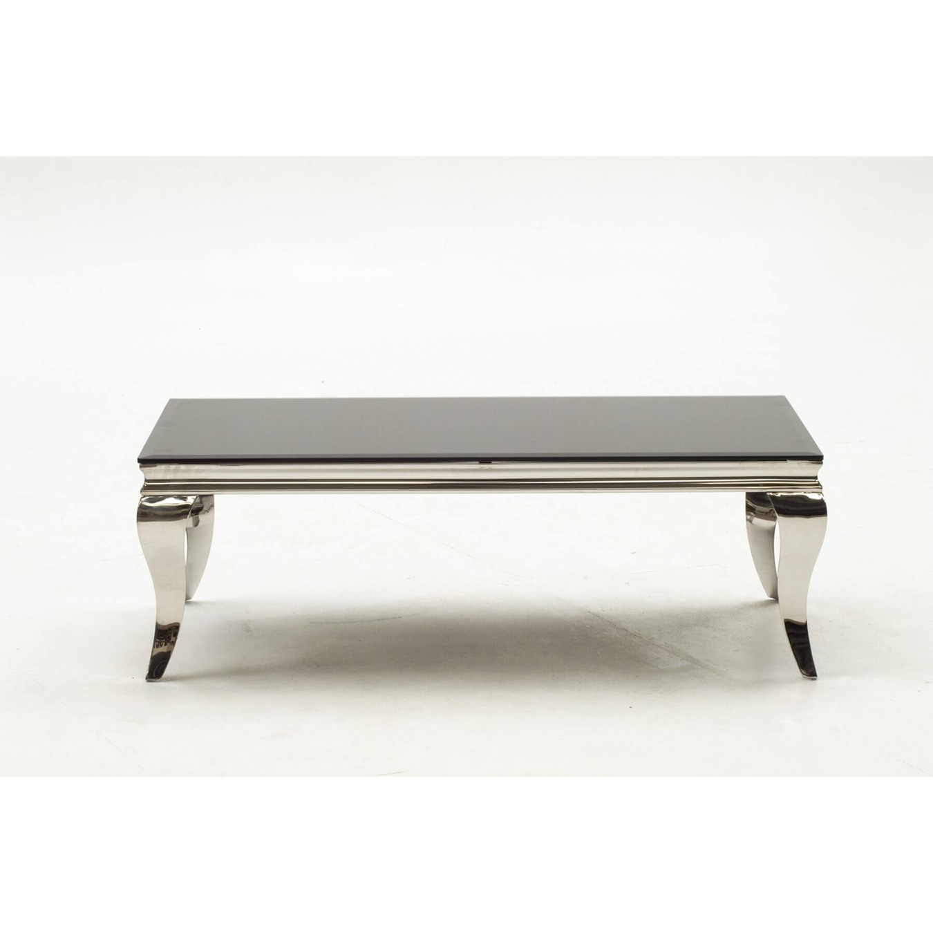 Louis Rectangular Black Glass & Stainless Steel Coffee Table | FADS