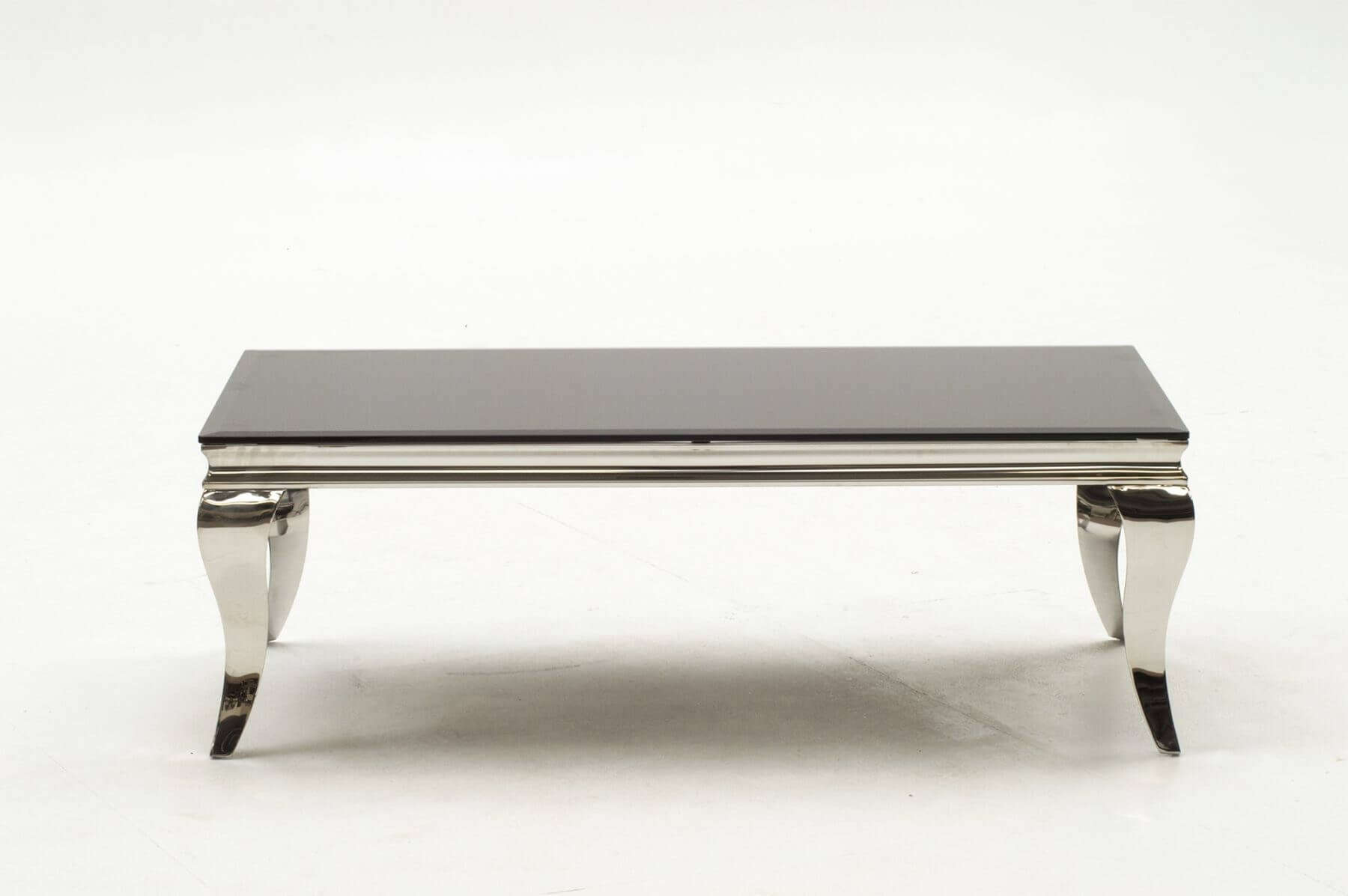 Louis Rectangular Stainless Steel & Black Glass Coffee Table FADS
