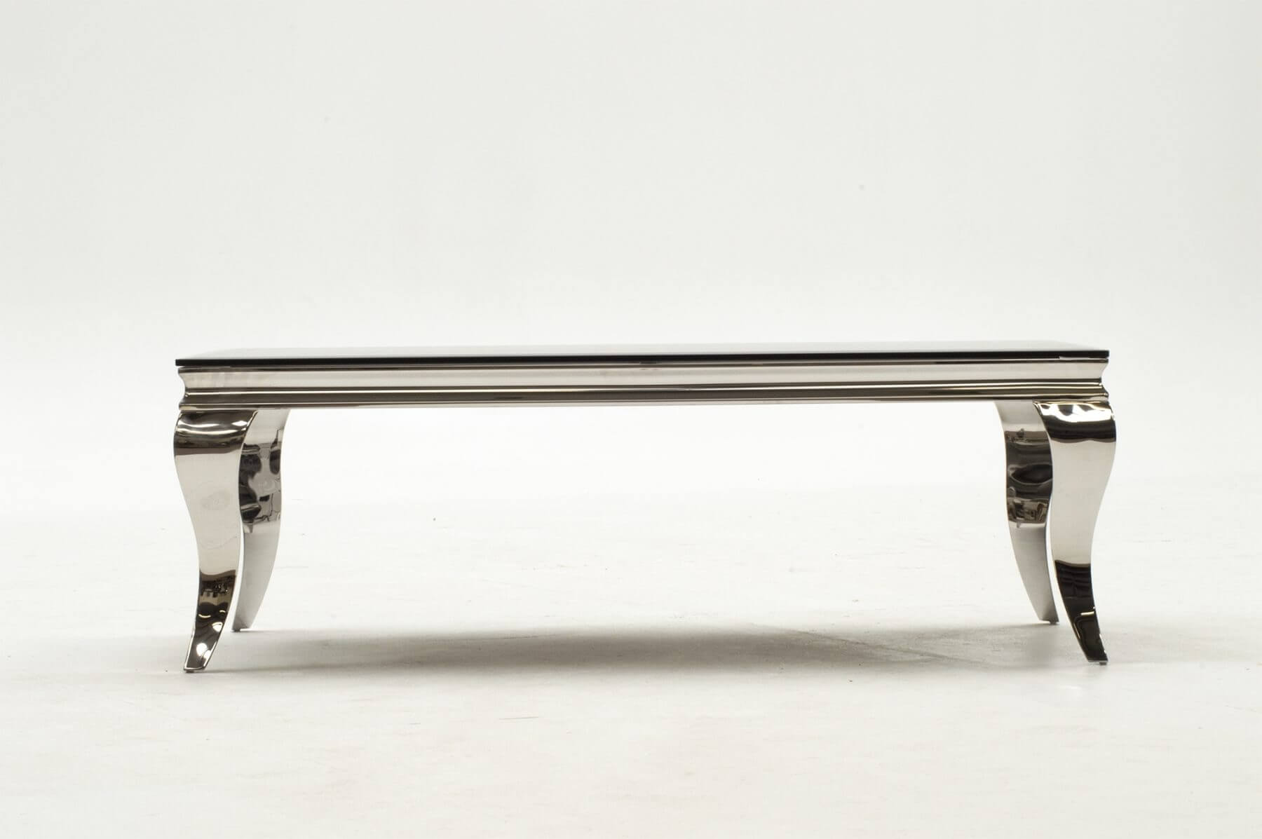Louis Rectangular Stainless Steel & Black Glass Coffee Table FADS