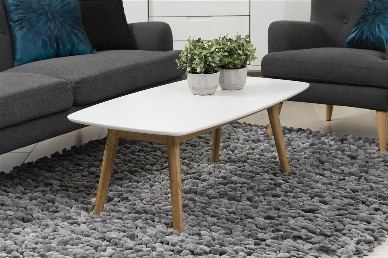 Nagano White & Oak Coffee Table Living Room Furniture FADS