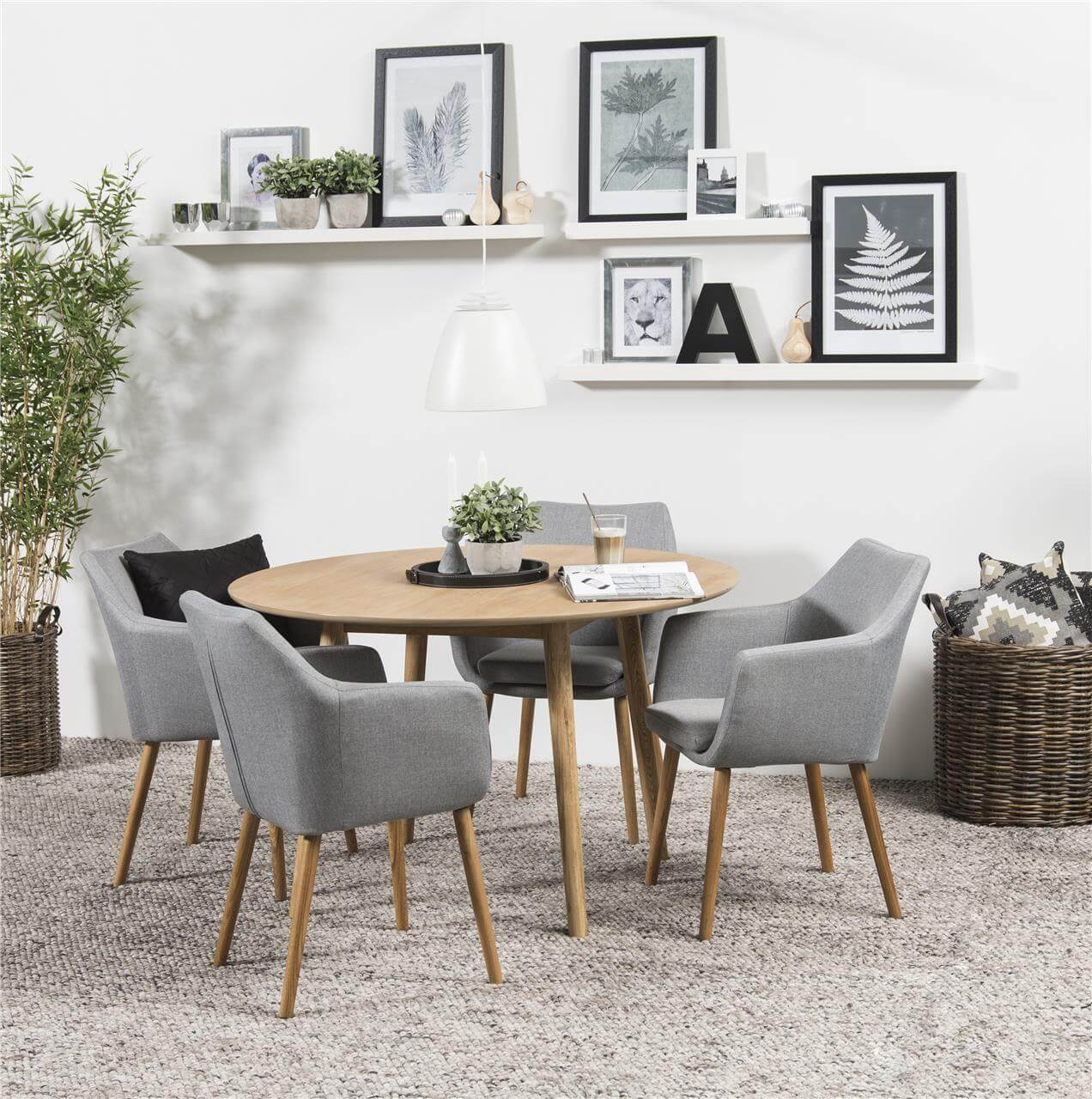 Nagano 4 Seater Round Oak Dining Table Dining Room Furniture FADS
