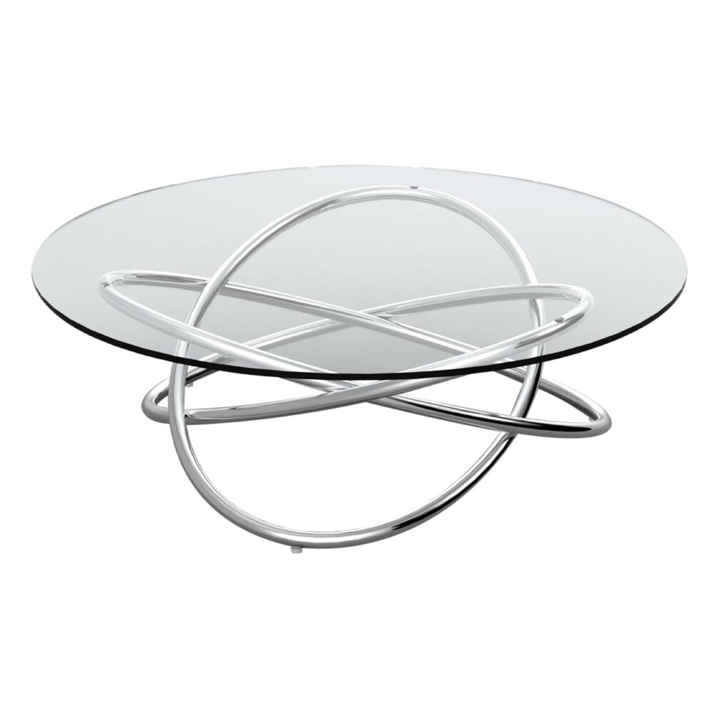 Orb Stainless Steel and Clear Glass Coffee Table