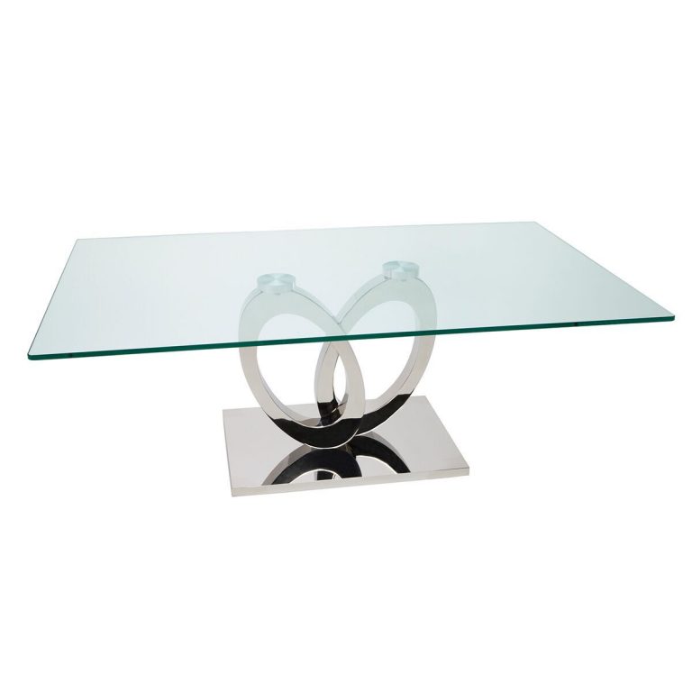 Louis Rectangular Stainless Steel & Black Glass Coffee Table FADS