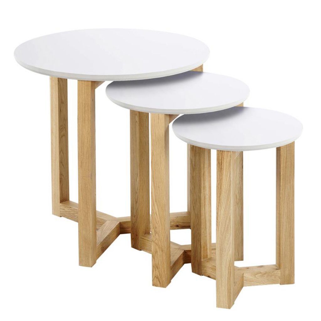 Scarlett Nest of Tables White Solid Oak Nest of Tables FADS