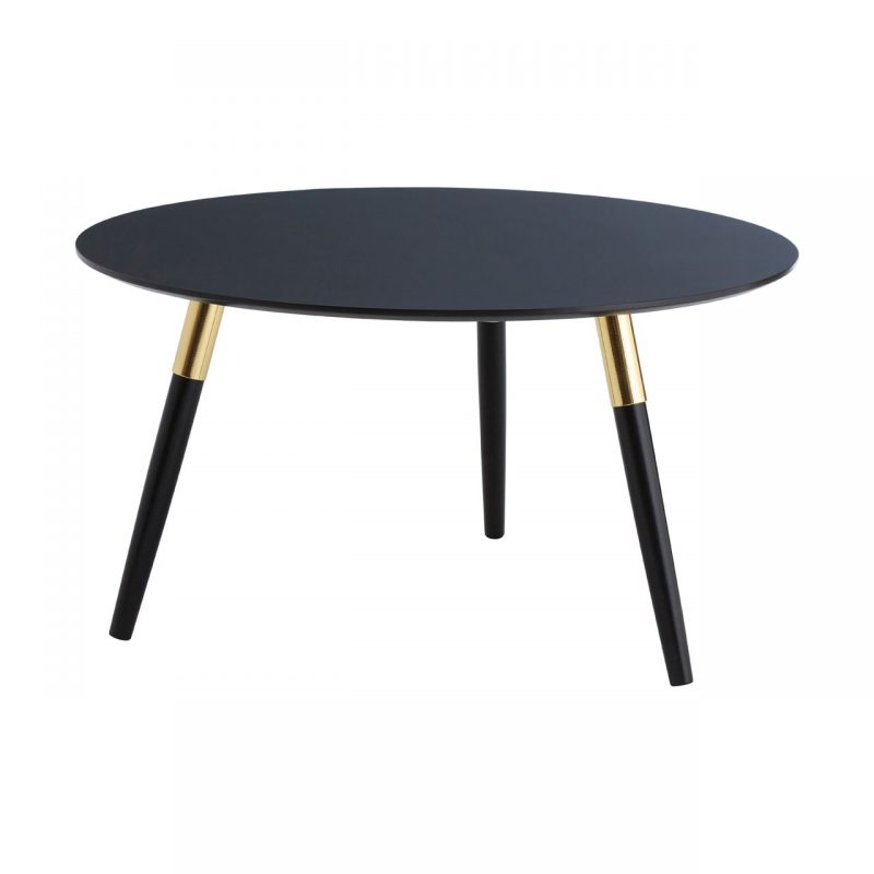 Vinyl Round Black Oak Coffee Table FADS
