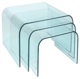 Dome Clear Glass Nest of 3 Tables