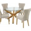 Grange Round Clear Glass & Oak Dining Table 2