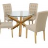 Grange Round Clear Glass & Oak Dining Table 3