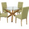Grange Round Clear Glass & Oak Dining Table 4