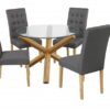Grange Round Clear Glass & Oak Dining Table 5