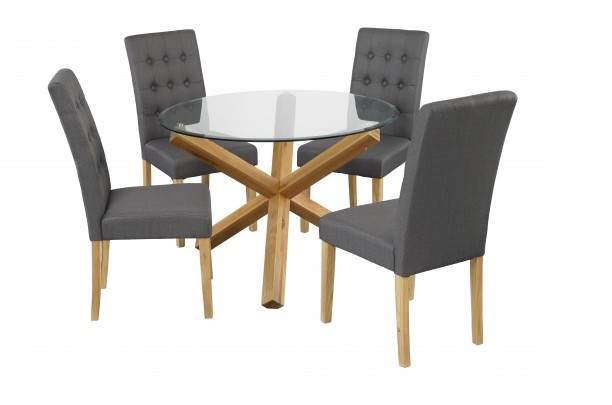 Grange Glass Solid Oak Dining Table Fads Grange Glass Solid Oak Dining Table, Round Glass Dining Table With Oak Legs