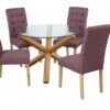 Grange Round Clear Glass & Oak Dining Table 6
