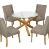 Grange Round Clear Glass & Oak Dining Table 8