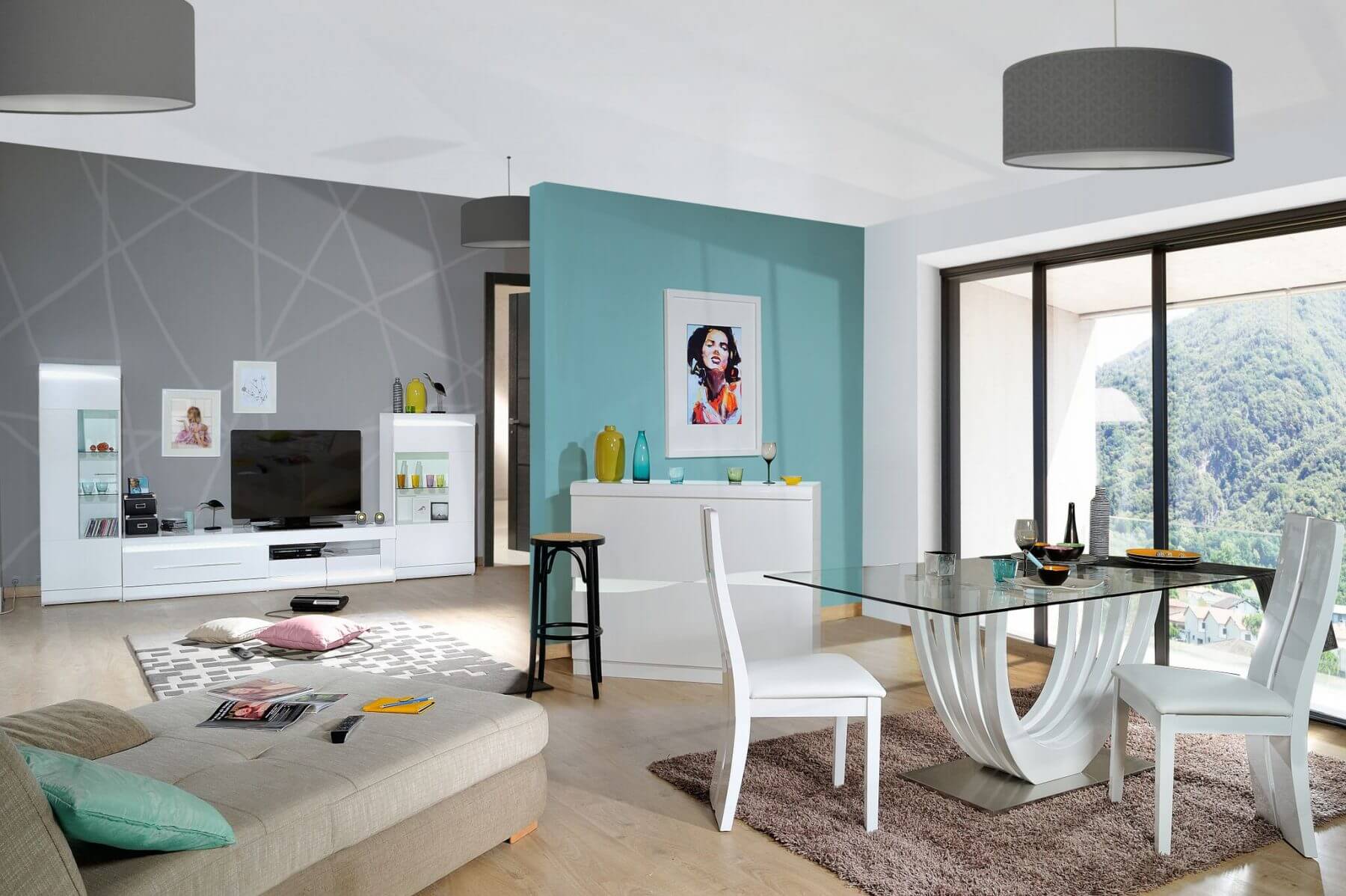 Ovio 200cm White Gloss TV Unit FADS