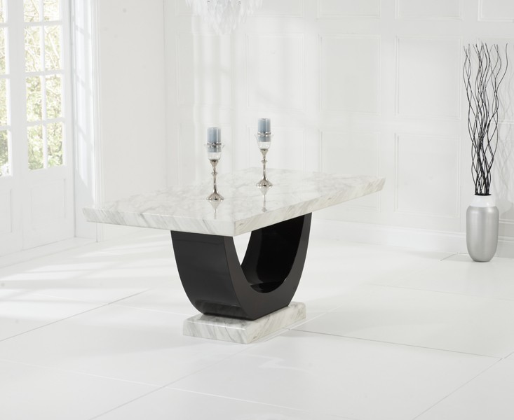 Sintra Cream & Black Marble Dining Table 4