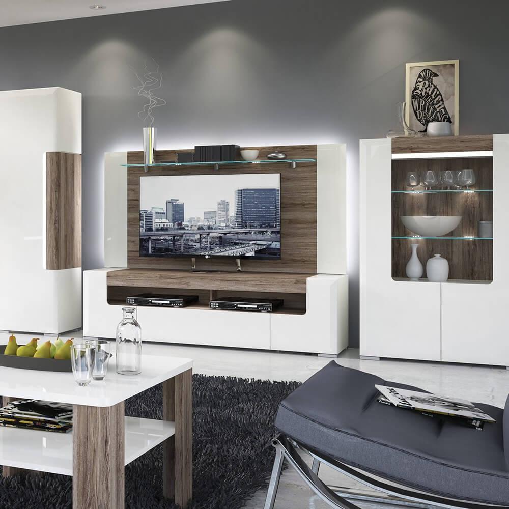 Laval Wide TV Unit White High Gloss Modern TV Units FADS