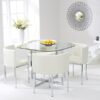 Abingdon Stowaway Dining Set 4 Seater Glass With Cream Chairs 6