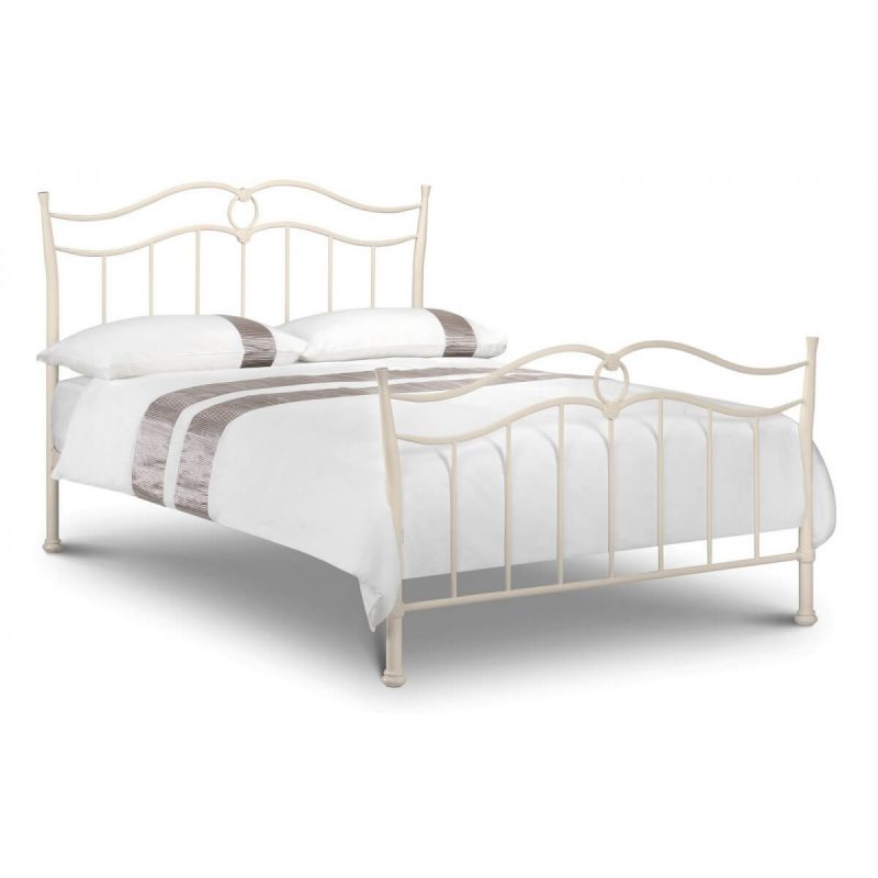 Aurora Stone White Metal Bed Frame Metal Beds FADS
