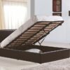 Berlin Ottoman Storage Bed Faux Leather Brown 2