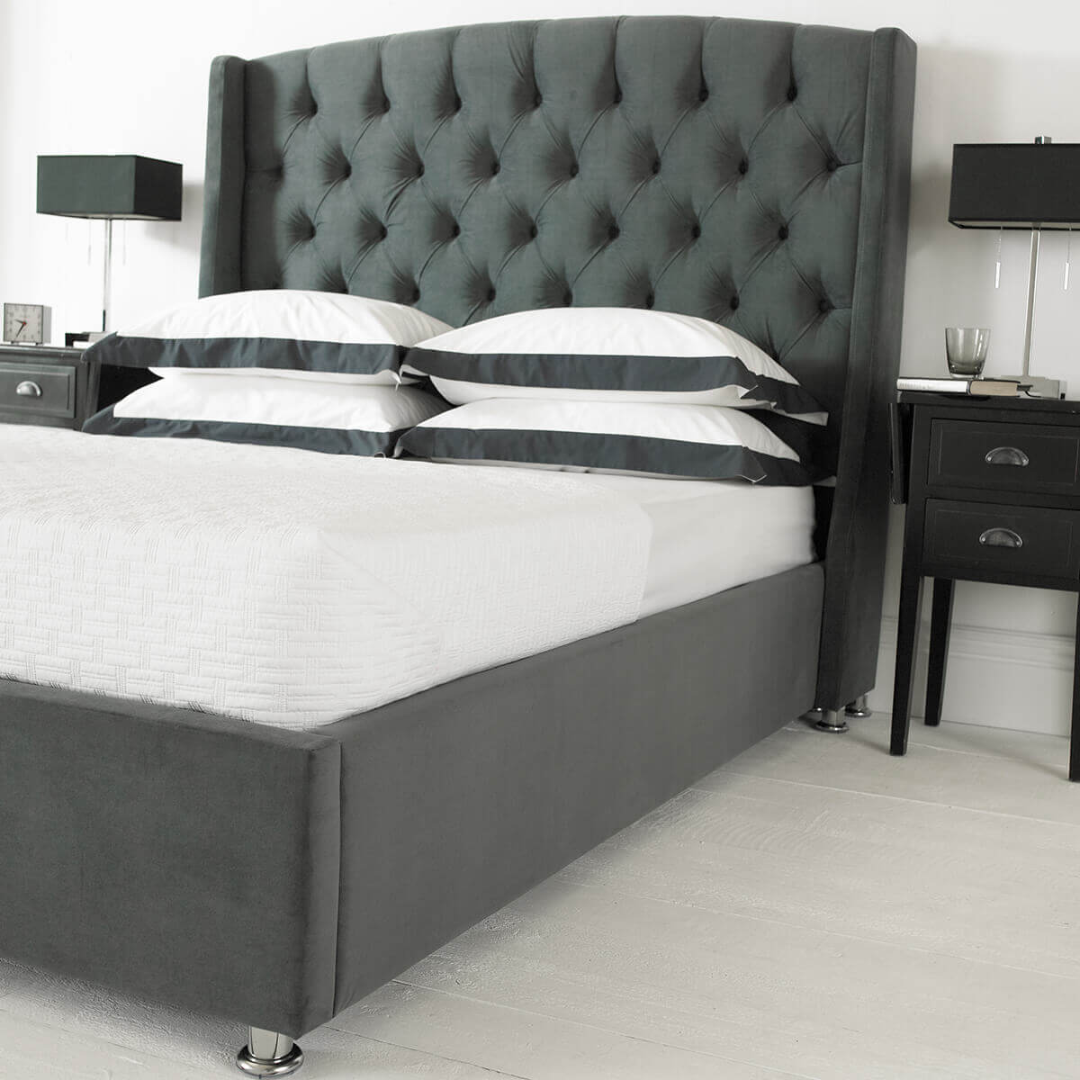 Buckingham Wing Headboard Ottoman Bed Fabric Beds FADS