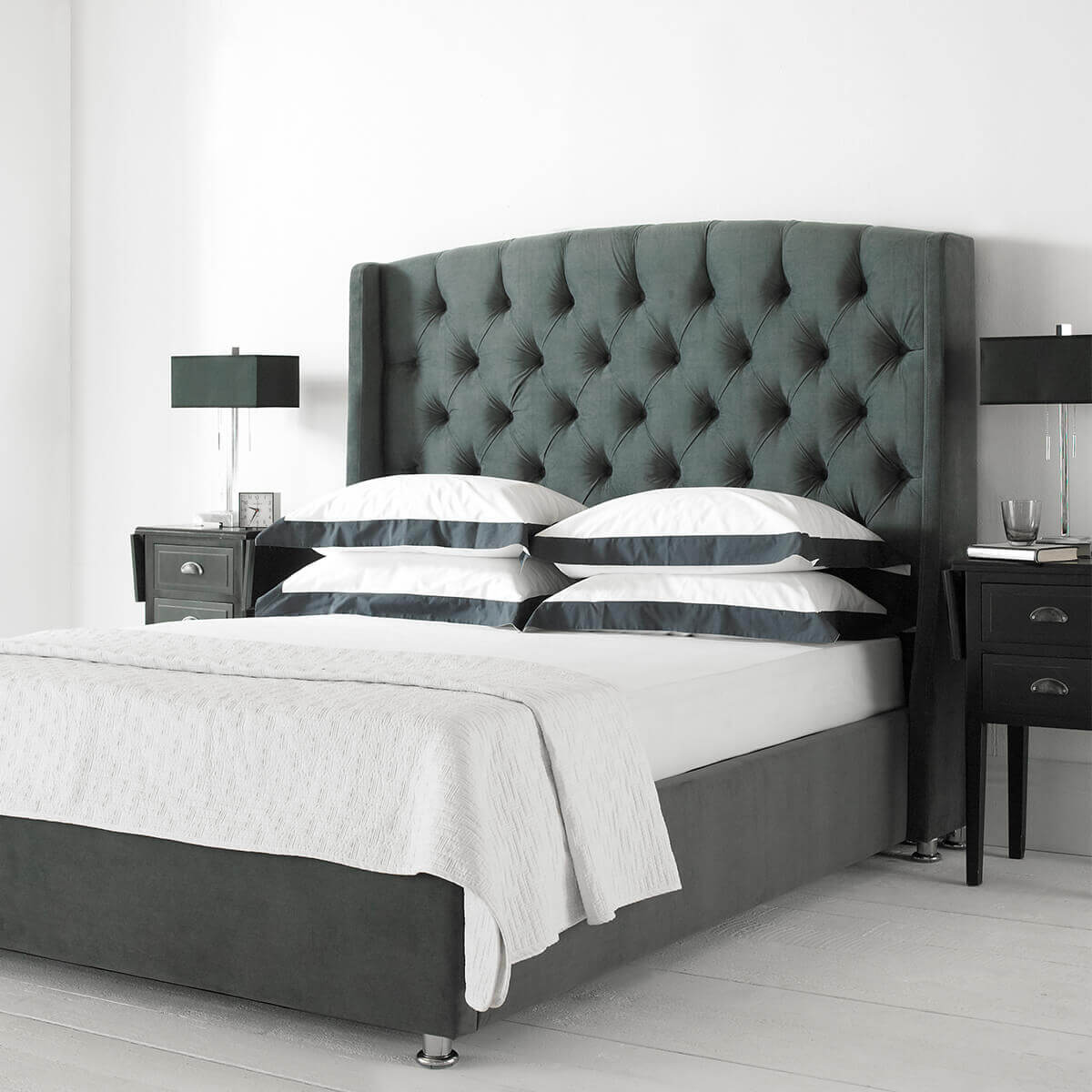Buckingham Wing Headboard Ottoman Bed | Fabric Beds | FADS