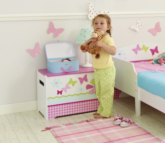 Butterfly Toy Box Pink & White Children's Storage FADS