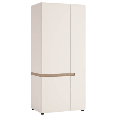 Chelsea 2 Door Wardrobe 85cm White Gloss & Truffle Oak