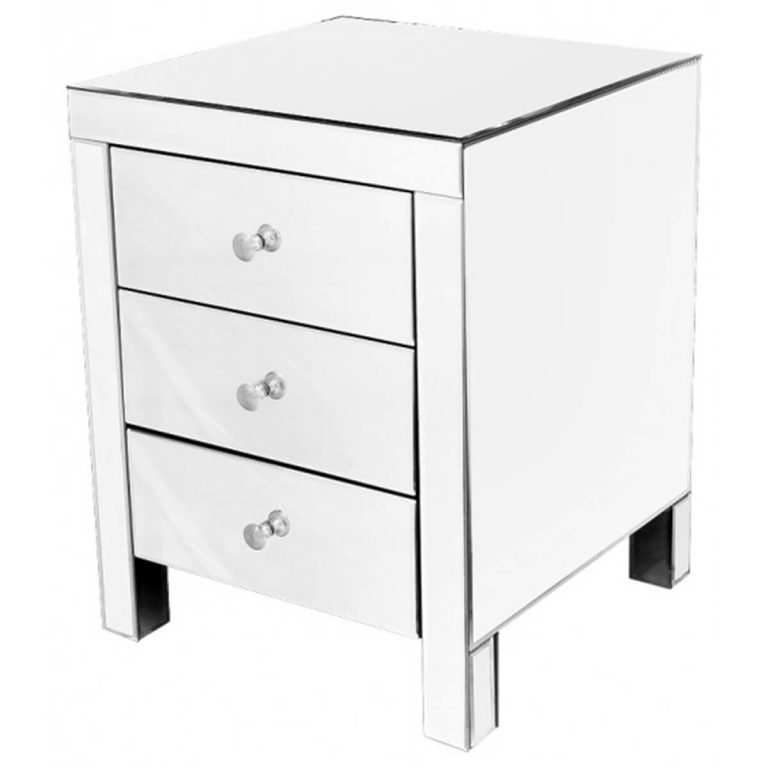 Digne Mirrored Bedside Table 3 Drawer Bedsides FADS