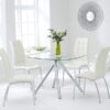 Elba Dining Set 4 Seater Clear Glass & Coloured Chairs Cream