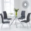 Elba Dining Set 4 Seater Clear Glass & Coloured Chairs Grey