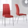 Elba Dining Set 4 Seater Clear Glass & Coloured Chairs Red 2
