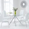 Elba Dining Set 4 Seater Clear Glass & Coloured Chairs Ivory