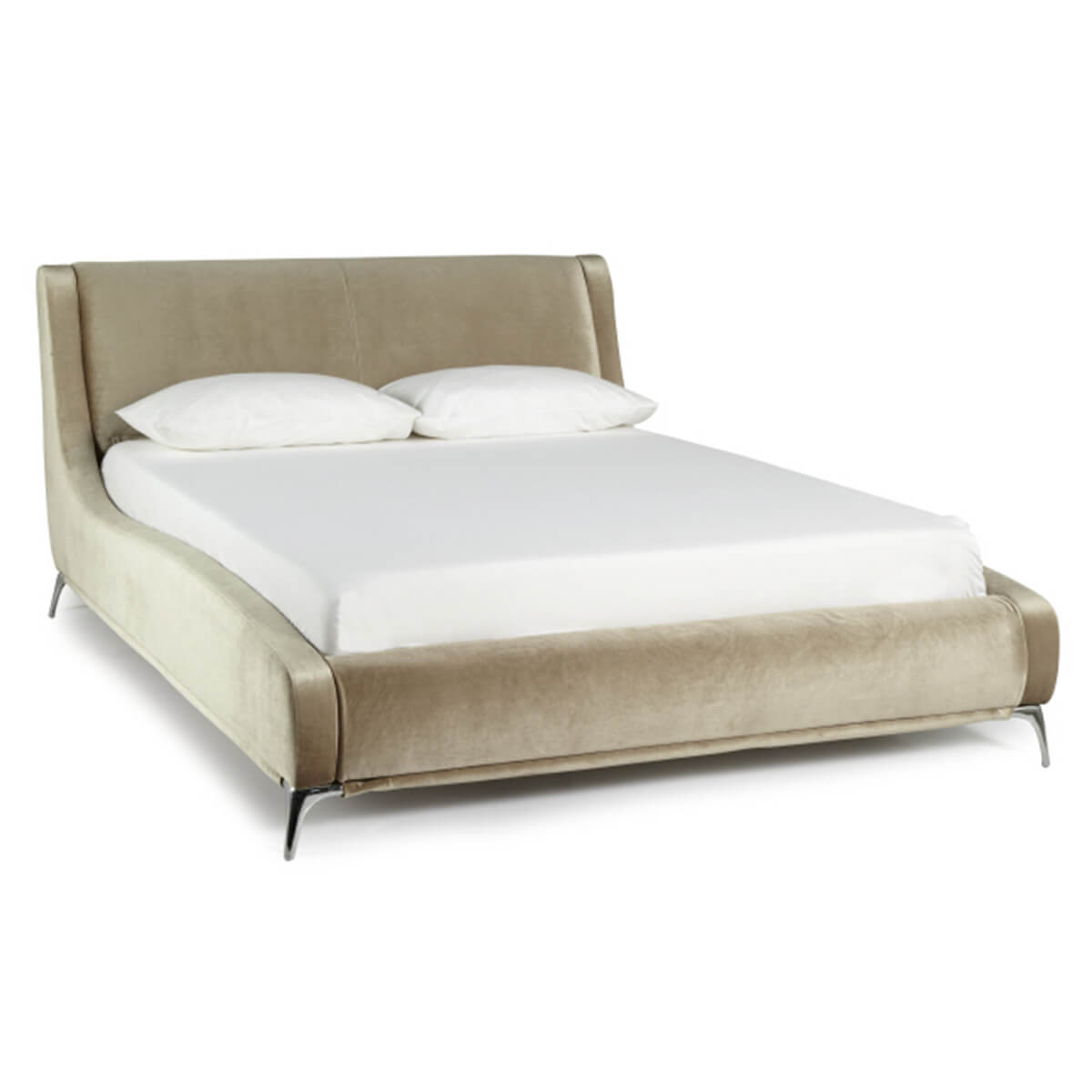 Faye Curved Bed Frame Crushed Velvet Modern Beds FADS