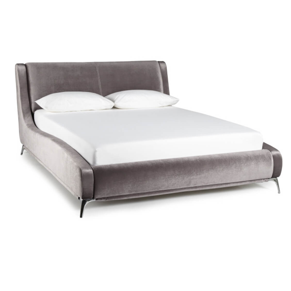 Faye Curved Bed Frame Crushed Velvet Modern Beds FADS