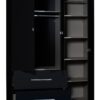 First 3 Door Wardrobe with Mirror & Drawers 162cm Black High Gloss 6