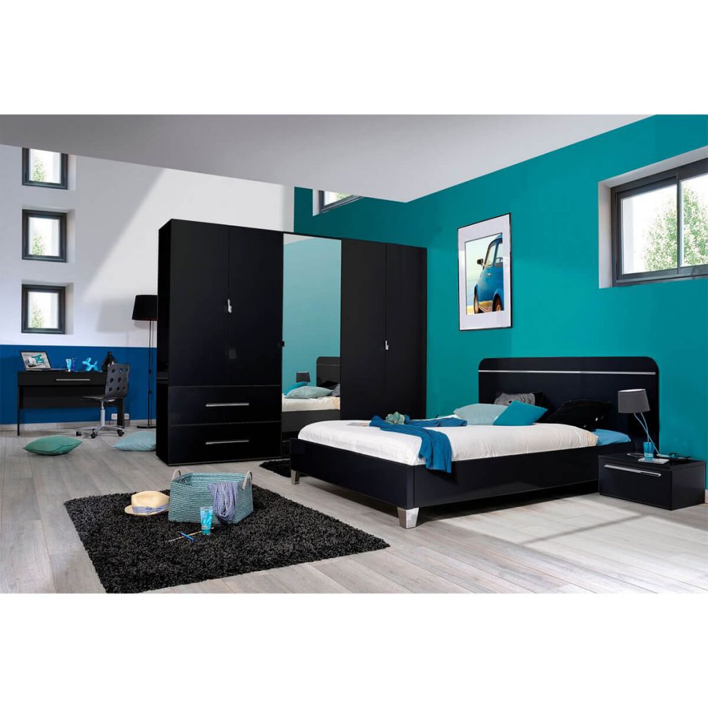 First EU High Gloss Bed Frame White & Black Gloss FADS