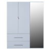 First 3 Door Wardrobe with Mirror & Drawers 162cm White High Gloss